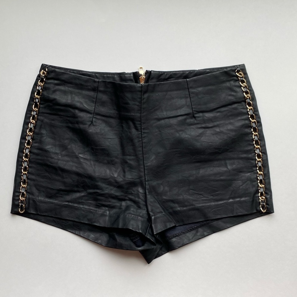 Forever21 Black Leather Shorts with Gold